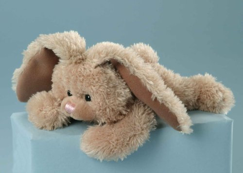 EBO 30056 - Hase Schmusehase, 20 cm lang, liegend, helbrauner Mikrofaserflauschplüsch