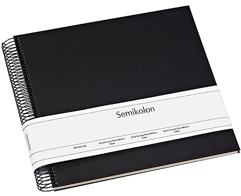 Semikolon 352949 Spiral Album Economy Medium - 23x22,3 cm - Fotoalbum, 40 Seiten cremeweiß, Fotobuch, black schwarz