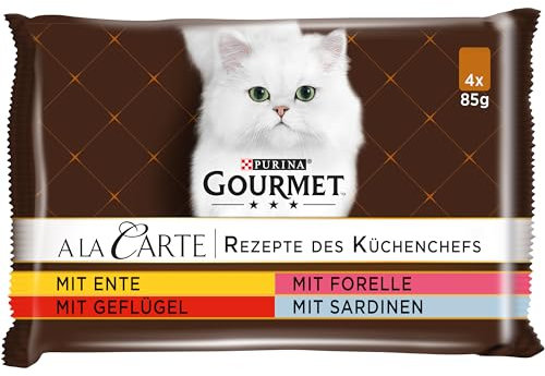 Gourmet PURINA GOURMET A la Carte Katzenfutter nass, Sorten-Mix, 12er Pack (12 x 4 Beutel à 85g)