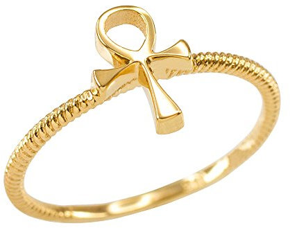 Kleine Schätze Damen Ring 14 Karat Gelbgold Ägyptisch Ankh Kreuz