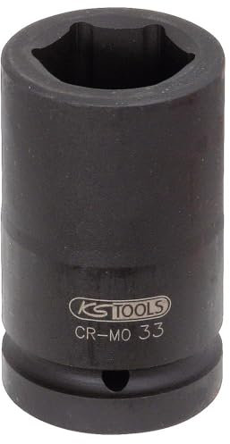KS Tools 515.1832 - Douille longue à chocs 6 pans 1 - 32mm - En Chrome Molybdène - Tête brunie - Uniquement pour utilisation à chocs