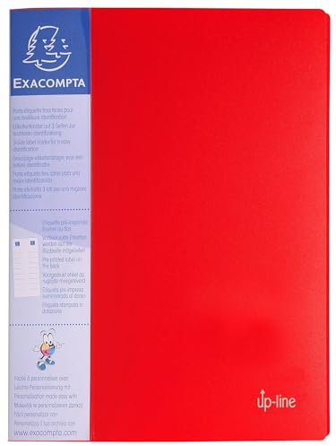 Exacompta - Réf. 88205E - Carton de 20 Protège-documents avec porte étiquette 3 faces Up Line - 20 pochettes - 40 vues - pour A4 - dimensions 24 x 32 cm - couverture en polypro rigide opaque - rouge