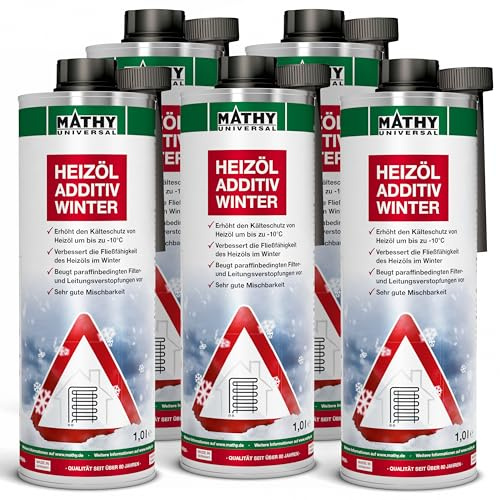 MATHY Spezial-H Winter Heizöl-Additiv, 5 x 1 Liter, Zusatz für Ölheizung | Winterschutz für Heizöl, Schutz vor Kristallbildung, Öl-Heizung Pflege, Fließverbesserer bei Kälte, Optimiert Verbrennung