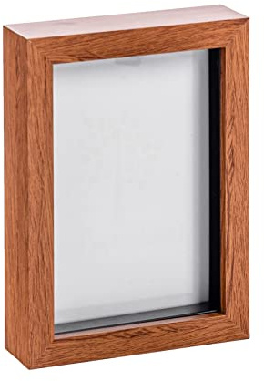 Nicola Spring 3D Shadow Box Photo Frame - 5 x 7 (12 x 17cm) - Pack of 1 - Dark Wood 3D Photo Frame 3D Box Picture Frame Box Portrait Display Case for Crafts, Keepsakes, Wedding, Graduation