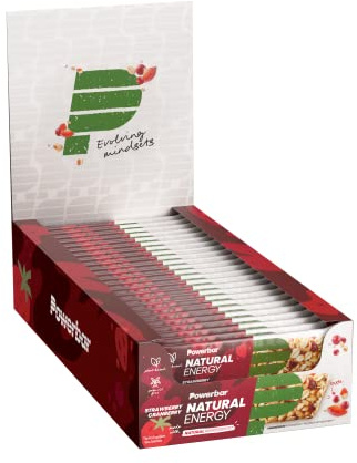 Powerbar Natural Energy Cereal Strawberry & Cranberry 24x40g - Veganer Kohlenhydrat Energie Riegel + Magnesium