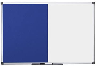 Bi-Office Combination Board Maya, Blue Felt/Magnetic, Aluminium Frame, 120 x 90 cm