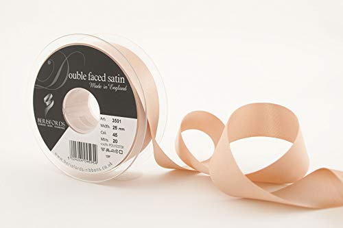 Berisfords 3501 25mm 45 Ecru Double Satin Ribbon x 20mtr, 25 mm