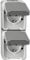Schneider Electric Merten Schuko-Steckdose, 2-fach, senkrecht, Aufputz, Berührungsschutz, IP44, Aquastar, lichtgrau, Artikelnummer MEG2328-8029