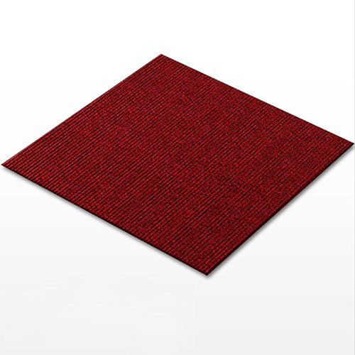 casa pura® Ribbed Carpet Tiles, Cancan - Red (1 m²) Pack of 4 Tiles, 50x50cm | Hard Wearing, Commerical Grade
