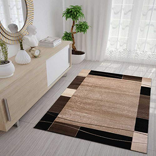 Teppich Kariert Retro Muster Meliert in Braun Schlafzimmer Wohnzimmer 80x300 cm