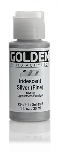 Pro-Art Golden Fluid Acrylic Paint 1 oz-Iridescent Silver Fine, 30 ml (Pack of 1)
