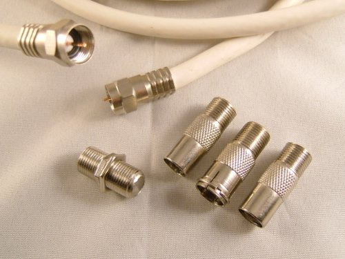 The One Stop Sat Shop ® 30m white universal satellite & aerial cable kit with satellite & coax adaptors