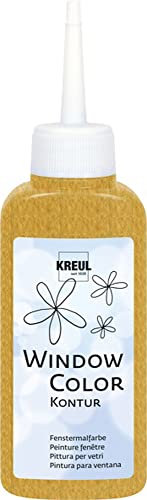 KREUL 42772 - Pintura para contornos Window Colour, dorada 80 ml, para delinear mejor los motivos, para superficies lisas como cristal, espejos y azulejos