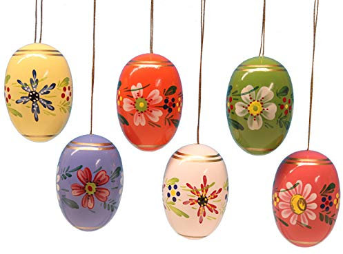 6 Ostereier mit Blumen, 55 mm, handbemalt - 224/020