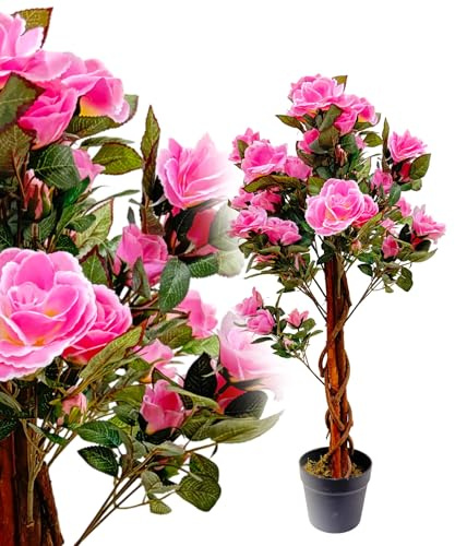 Rosenbaum 90 cm rosa wie echt künstlich Kunstrose Kunstbaum Kunstblume Deko