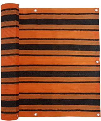 jarolift Balkonbespannung Basic, Balkon Sichtschutz Windschutz Sonnenschutz Balkon-Verkleidung, Atmungsaktiv, 300 x 90cm (16 Ösen) Orange - Braun - Schwarz