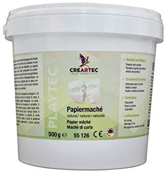 CREARTEC - Papiermaché / Pappmaché natural - lufttrocknende Modelliermasse - 500g - Made in Germany