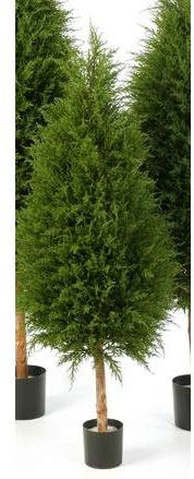 artplants.de Künstlicher Edel Zeder im Zementtopf, 120cm - Künstliche Zypresse - Konifere künstlich