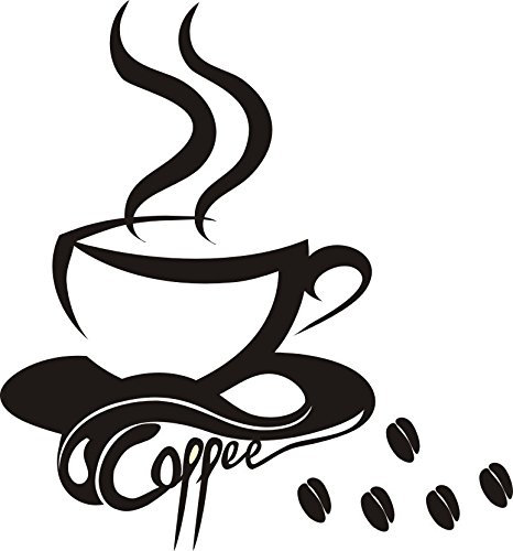 Wandtattoo wandaufkleber Aufkleber Wandsticker wall sticker Wohnzimmer Schlafzimmer Kinderzimmer Kueche Schriftzug CAFE COFFEE KAFFEE 30 Farben zur Wahl cafe02 (010 weiss, Size 1:ca.5x6cm(ohne Kaffeebohnen u.Schrift))