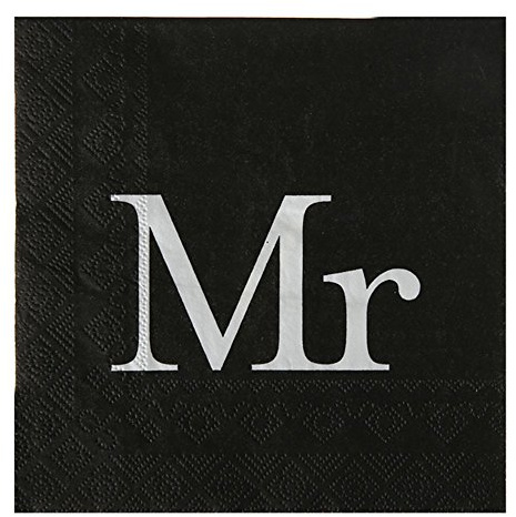 Dinnerservietten Mr & Mrs 33 x 33 cm - 20 Stück/Packung Motiv Mr - Servietten Hochzeit