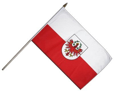Flaggenfritze Stockflagge Österreich Tirol 30 x 45 cm - handlich zum Schwenken, Dekorieren und Flagge zeigen