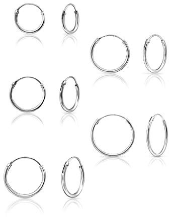 Bijoux Argent 925 - Boucles d'Oreille Homme et Femme - Anneau Homme - Créole Fille et Enfant - Boucles d'Oreille Femme - Tailles 10, 12, 14, 16, 18 mm