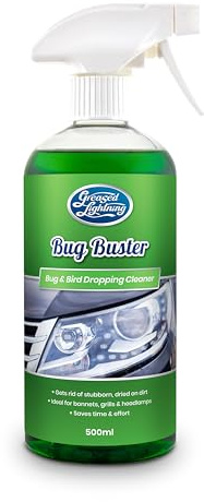 Greased Lightning Bug Buster Bug & Tree Sap Remover 1 Litre - 500ml | Dissolves dried-on bugs, bird droppings & tree sap with ease. Spray, soak, wipe – ideal pre-clean before waxing.