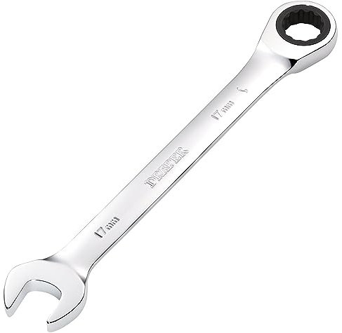 Draper 31014 Hi-Torq Metric Ratcheting Combination Spanner, 17mm, Blue