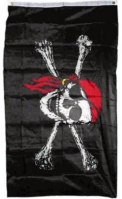 Pirat Jolly Roger Totenkopf mit Red Hat Flagge Fahne 60x90 cm Polyester by OnebasispointEU