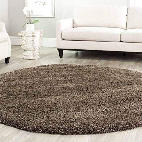 SAFAVIEH California Shag Collection Area Rug - 6'7 Round, Mushroom, Non-Shedding & Easy to Clean, Ultra Plush Thick Pile, Ideal for Living Room, Bedroom, Dining Space (SG151-8181)