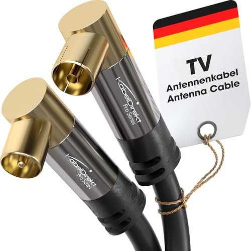 KabelDirekt – Cable Antena TV 4K, Cable Coaxial – 90° acodado – 1m – TV digital y analógico – Disponible en 0,5-20m (Enchufe acodado/Toma acodada, para DVB-C/DVB-T/DVB-S, negro)