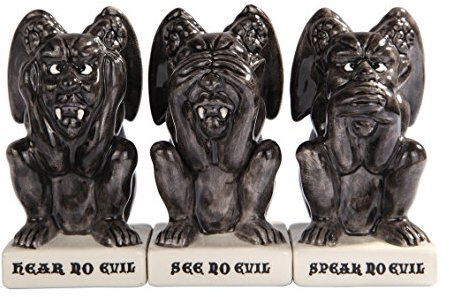 Gothic Gargoyles See Hear Speak no Evil Ceramic Salt Pepper Shakers And Toothpick Holder Attractives Trio! by Attractives! Trio