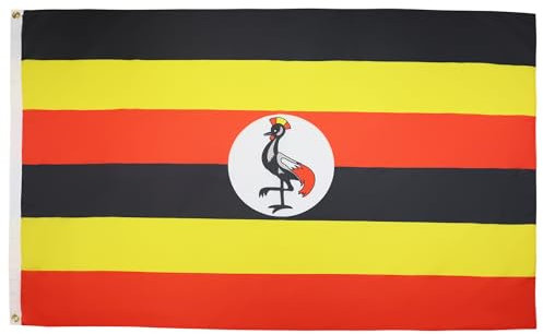 AZ FLAG - Bandera Uganda - 90x60 cm - Bandera Ugandesa 100% Poliéster Con Ojales de Metal integrados - 50g - Colores Vivos Y Resistente A La Decoloración