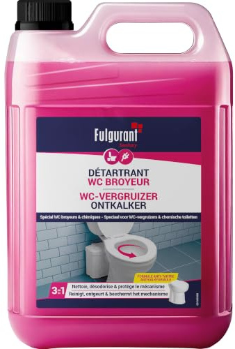 Fulgurant - Détartrant Broyeurs, WC, Action rapide, Détartre sans altérer le mécanisme, Compatible avec les Fosses Septiques, WC Chimiques, 5 L