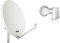 OPTICUM QA60 Satellitenschüssel 60 cm lichtgrau mit Twin LNB LTP 04H - 4K HD & 3D fähig - Witterungsbeständige Sat-Antenne aus Stahl inkl. 2 Mastschellen - Sat Anlage für 2 Teilnehmer