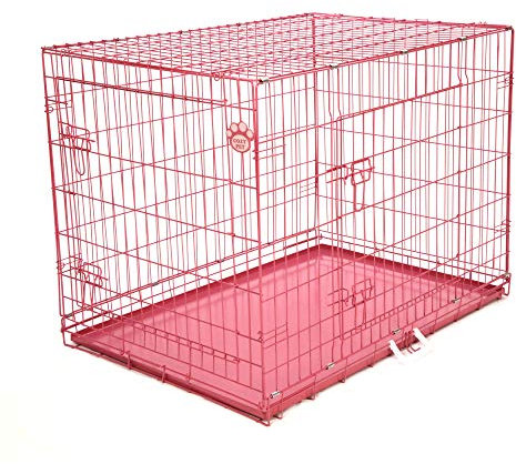 Cozy Pet Pink Dog Cage 42 Metal Tray Folding Puppy Crate Cat Carrier Large Pink Dog Crates. DC42P
