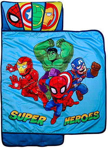 Jay Franco Marvel Super Hero Adventures Hulk Smash Nap Mat - Built-in Pillow and Blanket - Super Soft Microfiber Kids'/Toddler/Children's Bedding, Alter 3-5 (Official Marvel Product)