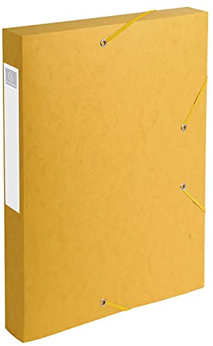 Exacompta 14006H 10er Pack Premium Sammelboxen mit Gummizug 40 mm breit aus extra starkem Colorspan-Karton mit Rückenschild für DIN A4 Archivbox Heftbox Dokumentenbox Zeichenbox Sammelmappe gelb