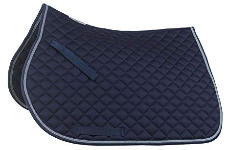 HORZE Chooze Soft Quilted Padded Lightweight All Purpose Saddle Pad for Horses - Dark Dark Blue/Egret White - Horse