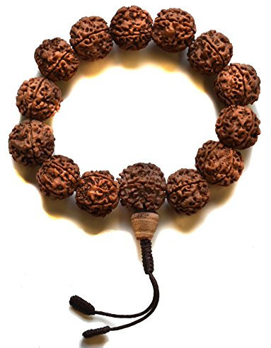 BUDDHAFIGUREN/Billy Held Hand-Mala Rudraksha - buddhistisches Armband mit 15 mm Beads
