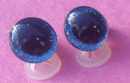 celloexpress 3D Blue 12mm Glitter Sparkle Eyes with Plastic Backs Safety Glitter Sparkle Eyes for Soft Toy or Teddy Bear Making - Pack of 1 Pair