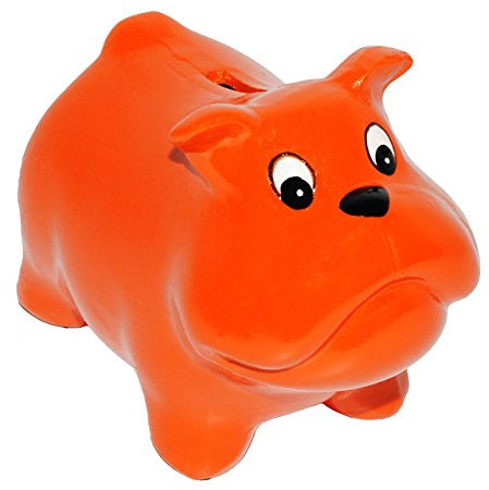 alles-meine.de GmbH Spardose - Hunde/Welpen - in ORANGE - stabile Sparbüchse aus Porzellan/Keramik - Sparschwein - lustig witzig - Geldgeschenk - Hunde/Tiere - Kinder -..