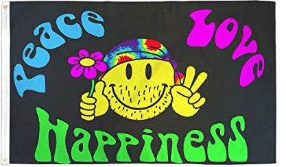 AZ FLAG Bandiera Arcobaleno Pace Amore Felicità 90x60cm - Bandiera Gay - Peace Love And Happiness Rainbow 60 x 90 cm