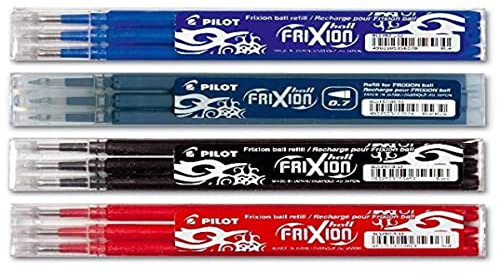 Pilot Frixion - Juego de minas de recambio para bolígrafos, 4 packs con 3 recambios cada uno, color Sortiert Bestseller