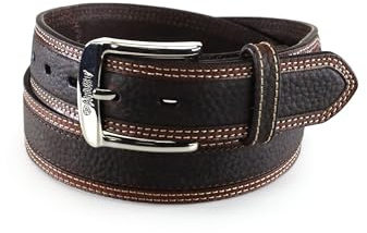 ARIAT Men's Two-Tone Oiled Leather Belt with Reinforced Holes, Brown, 34