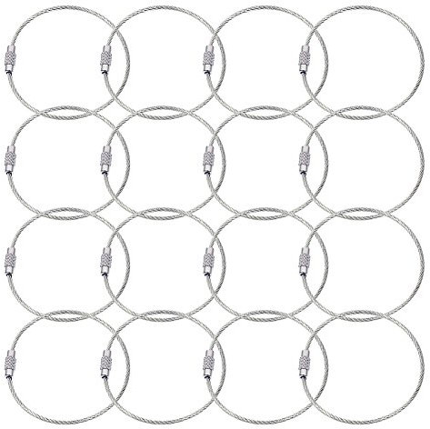 BlueCosto - Wire Keychain Cable - 20 Pack, 6.7” / 17cm - 2mm Thick Stainless Steel Keyring Wire Loops w/Secure Screw Lock for Hanging Luggage Tags & Organising Keys