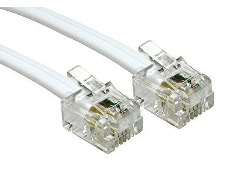 5m ADSL Cable RJ11 Modem Router Cable - Premium Quality/Gold Plated Contact Pins/High Speed Internet Broadband/ADSL Router or Modem to RJ11 Phone Socket or Microfilter (5 Metres, White)