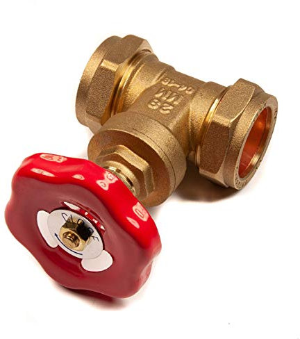 28mm Brass Gate Valve Compression CxC Stop Tap
