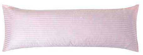 HOMESCAPES Pink Pure Egyptian Cotton Body Pillowcase 330 TC 500 Thread Count Percale Equivalent Satin Stripe Long Pillow Case for Nursing Pregnancy and Elderly Support
