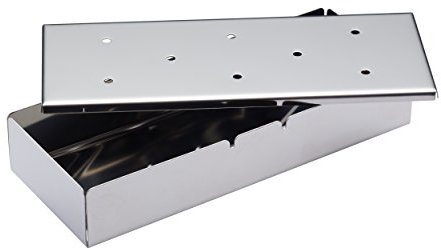 KitchenCraft Home Made Stainless Steel BBQ Smoker Box, DIY Food Smoking Set - 22.5 x 9 x 4 cm, Silver